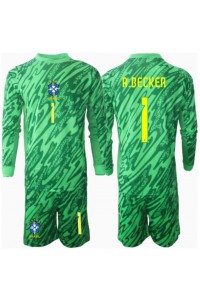Fotbalové Dres Brazílie Alisson Becker #1 Brankářské Dětské Domácí Oblečení Copa America 2024 Dlouhý Rukáv (+ trenýrky)